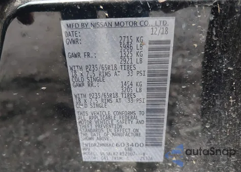 2019 Nissan Pathfinder S from USA, damaged, VIN 5N1DR2MN8KC603400
